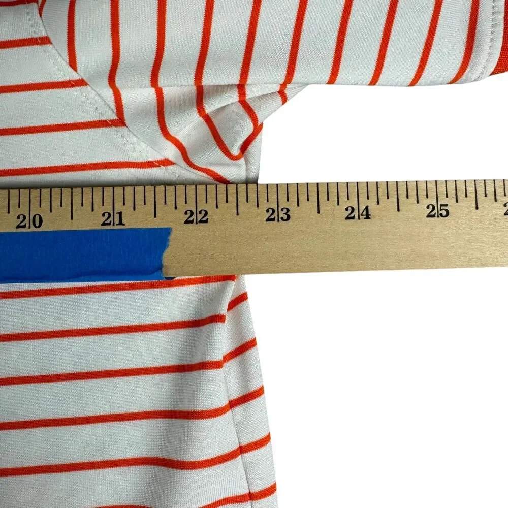 NIKE Golf Polo Shirt Mens Large White Orange Striped Short Sleeve Preppy Sporty